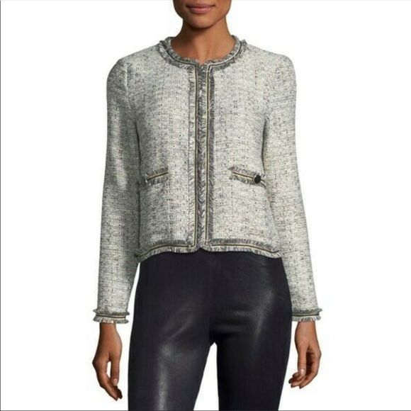 cupcakes & cashmere Belicia Fringe Jacquard Grey Jacket - Picture 11 of 13